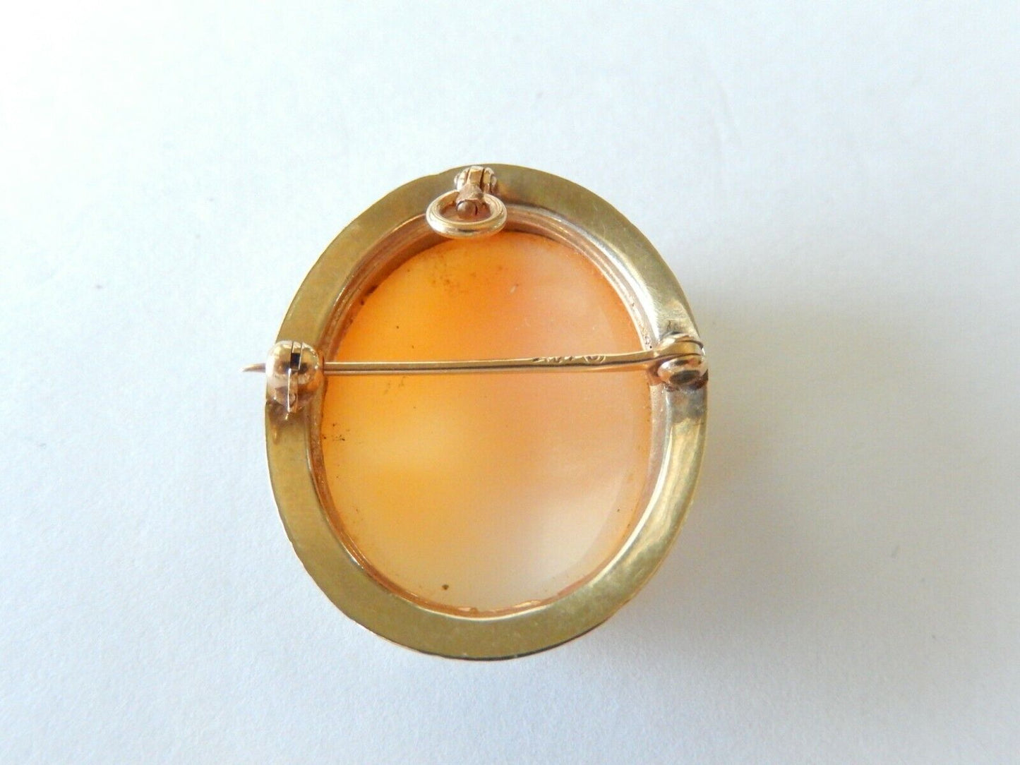 *VINTAGE* 14k Yellow Gold Large Carved Shell Cameo Brooch Pin or Pendant 1 3/8"