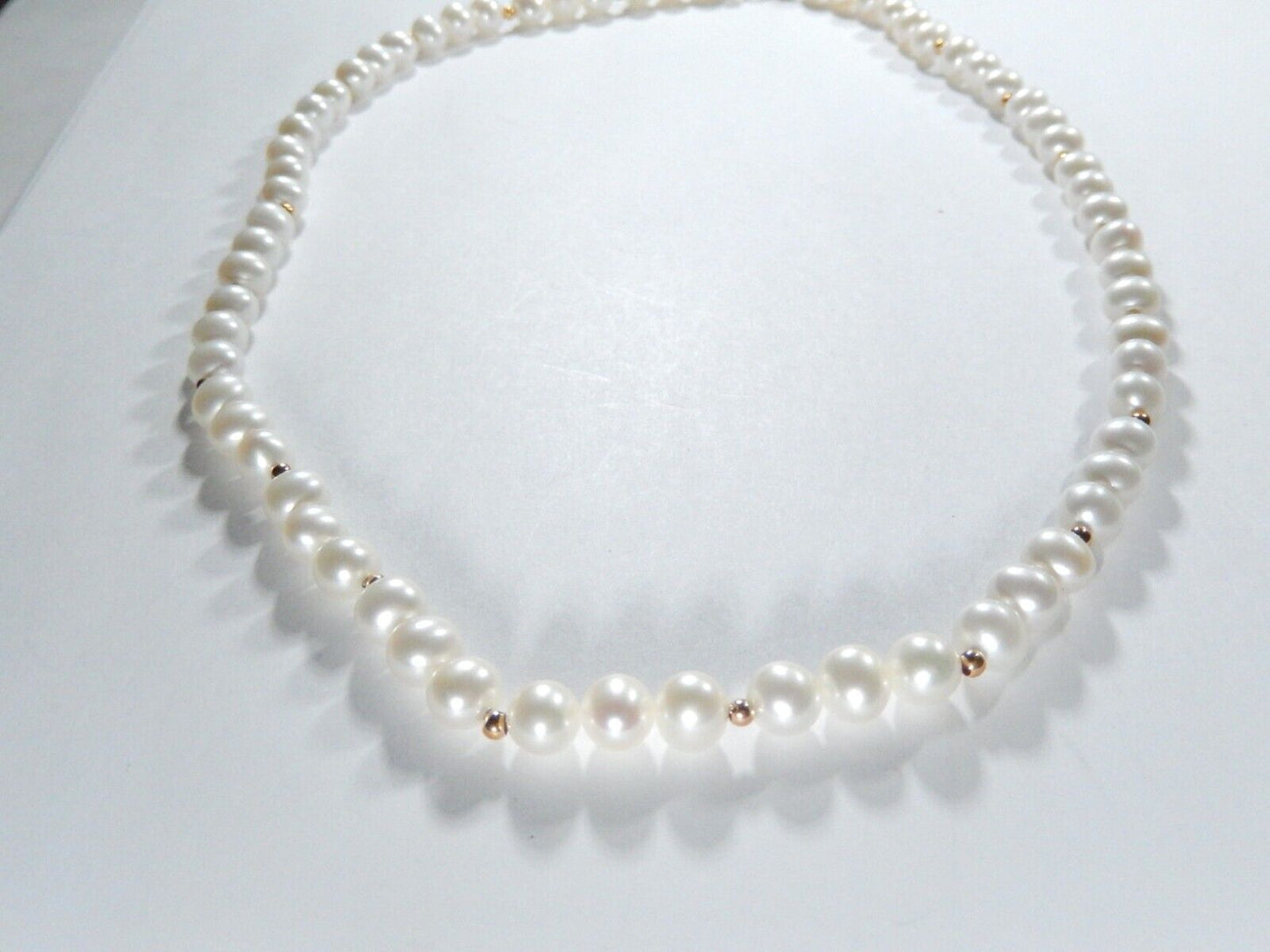 *VINTAGE* 7.0mm Cultured Pearls with 14k Yellow Gold Beads 18" Necklace