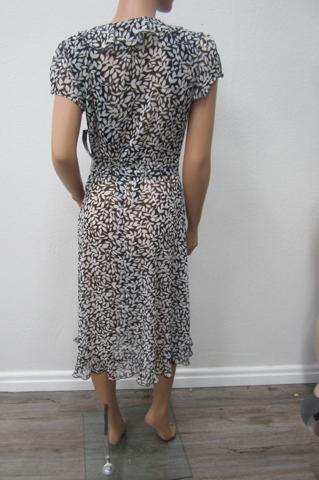 MSK Black Floral Super CUTE Ruffle Chifon Front Summer Dress Size 10