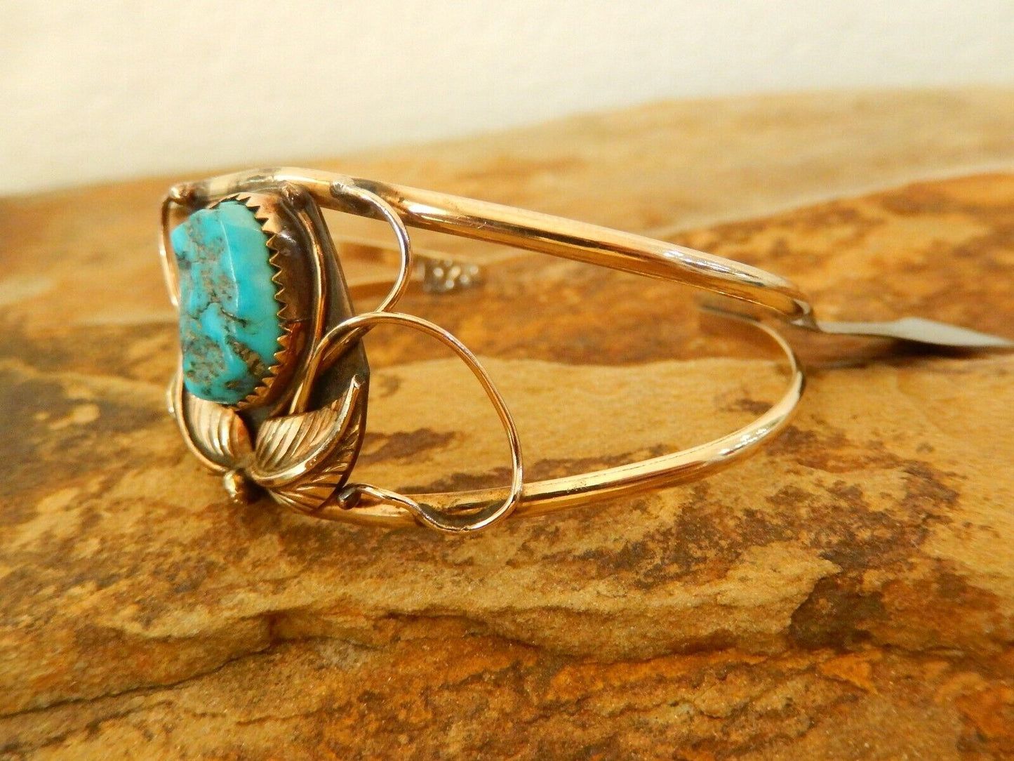 Vintage S. HENRY 12K GF Turquoise  Cuff Bracelet