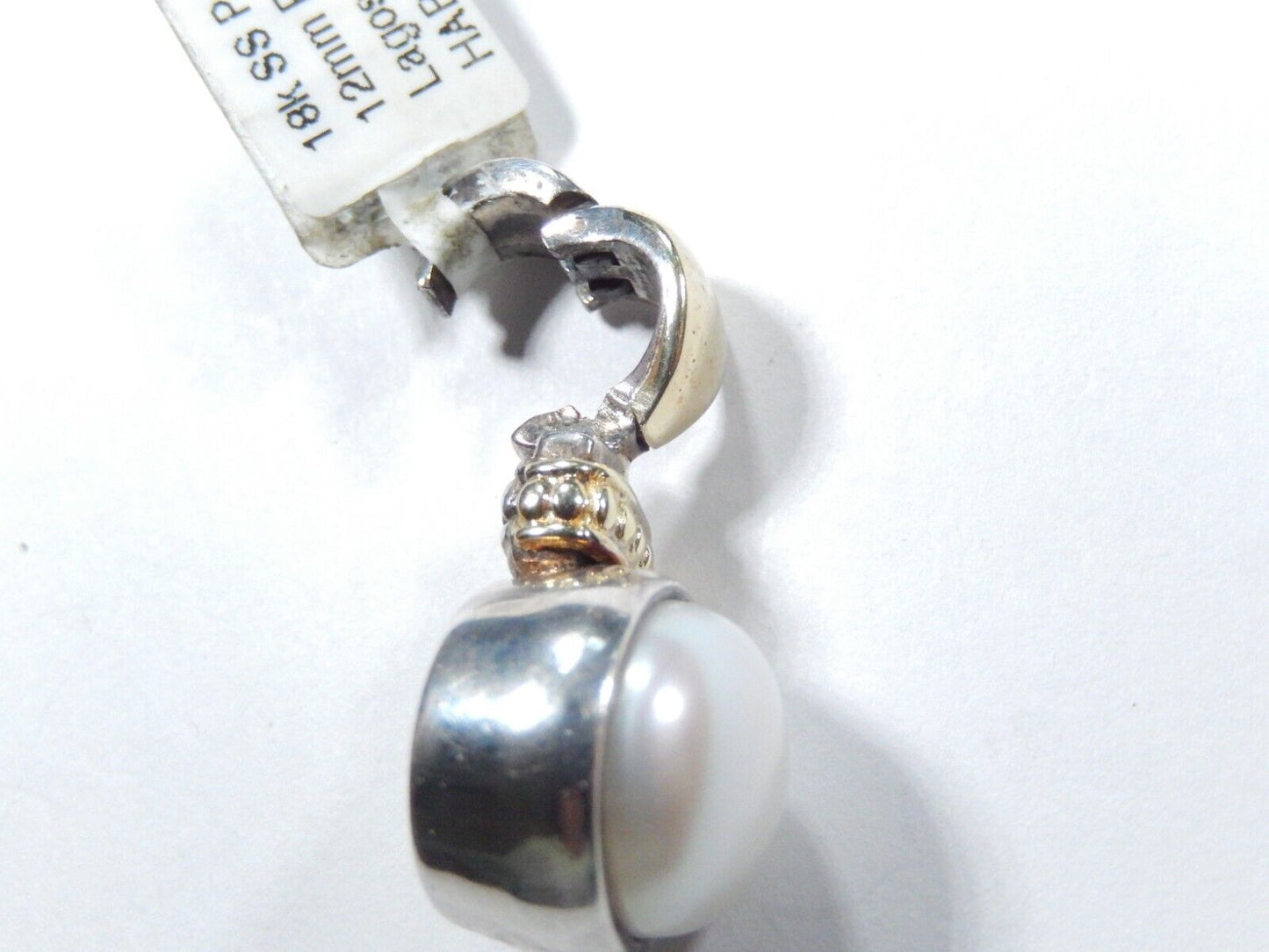 Lagos Caviar Sterling Silver 18k Gold 12mm Pearl Enhancer Open Clip Bail Pendant