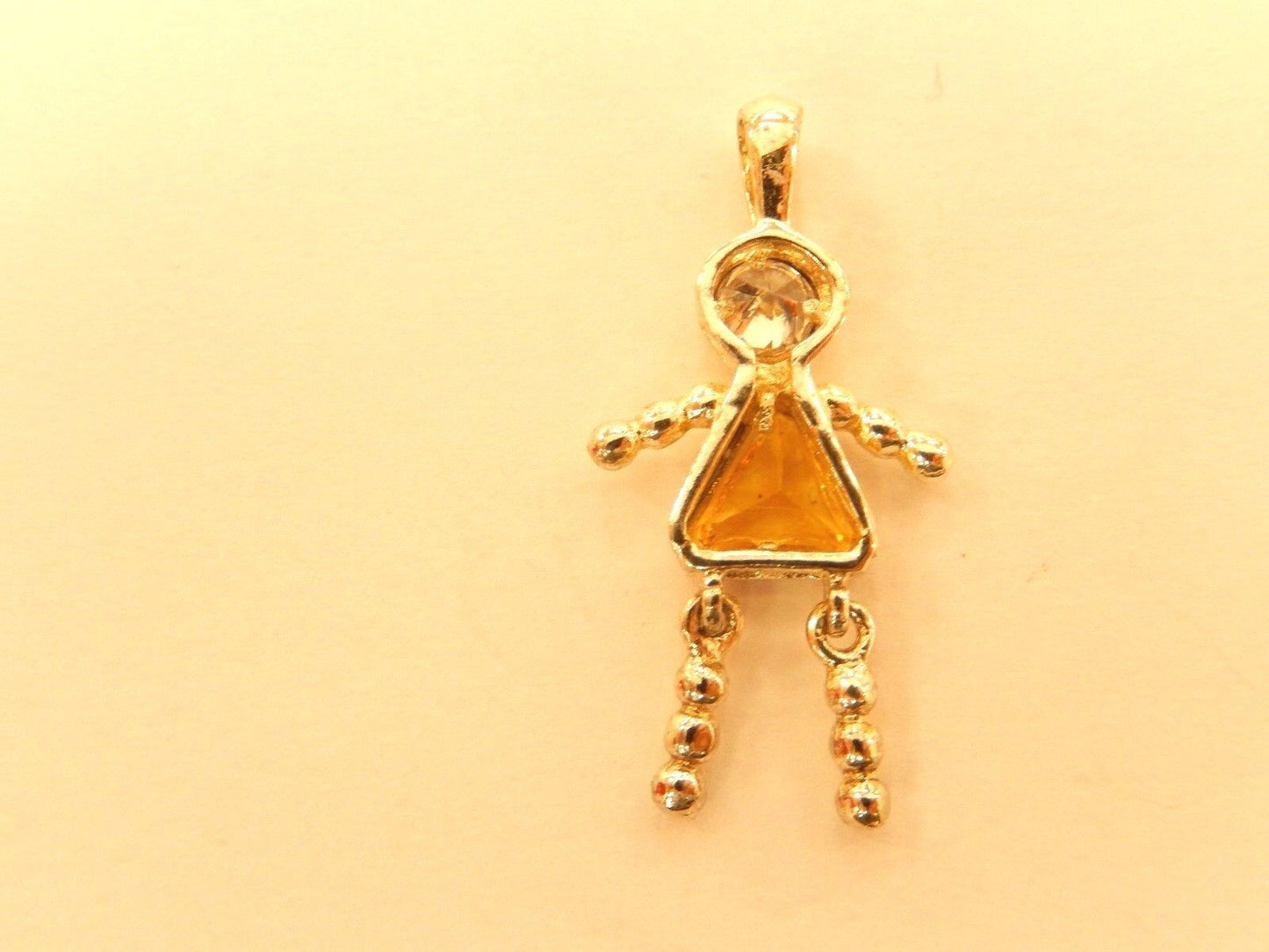 .925 Sterling Silver NOVEMBER YELLOW STONE GIRL BIRTHSTONE BABY CHARM/PENDANT