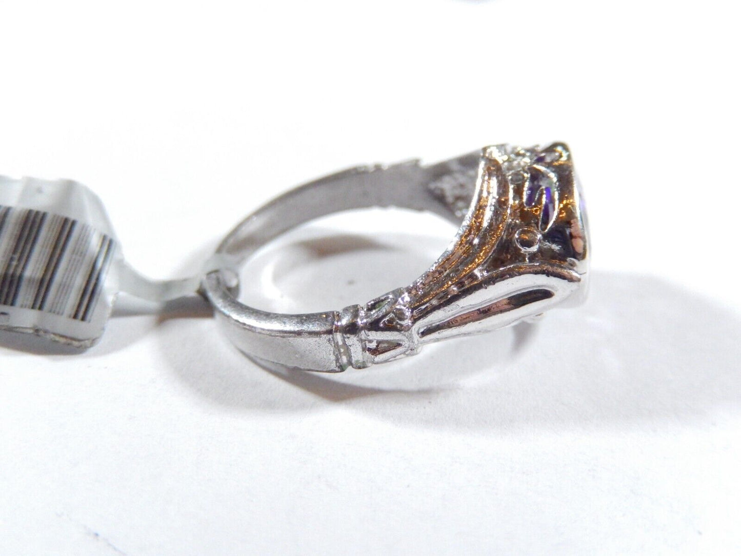 *VINTAGE*  VICTORIAN STYLE 925 STERLING SILVER 4.00 CT OVAL AMETHYST RING Sz 9