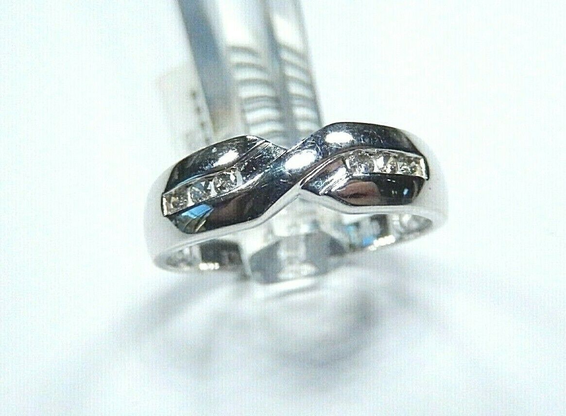 *VINTAGE* 14K White Gold Diamond Engagement & Wedding Criss Cross Ring Size 7.75