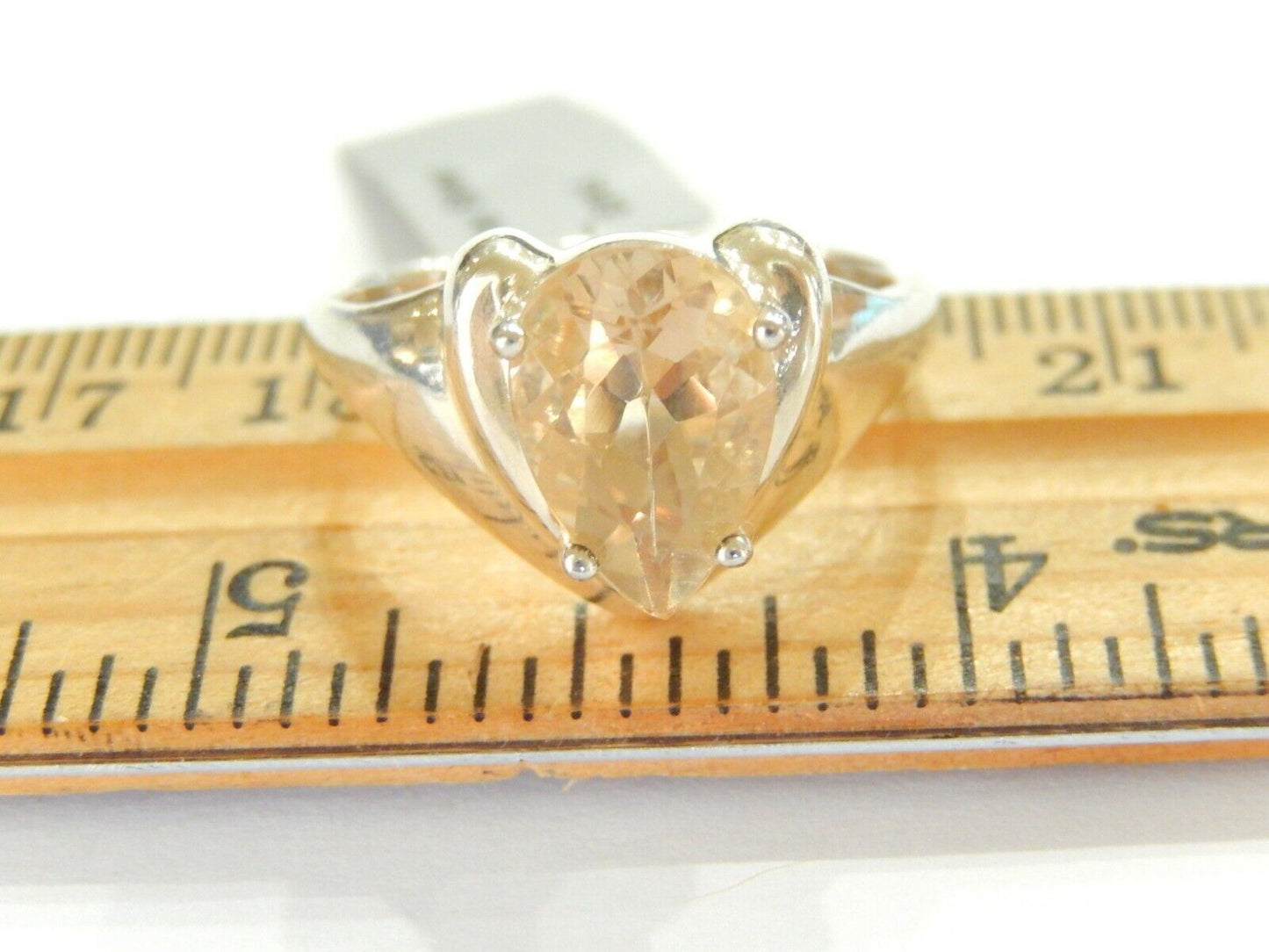 *VINTAGE*  Sterling Silver 3.00 CT Citrine Solitaire Ring  Size 10.25