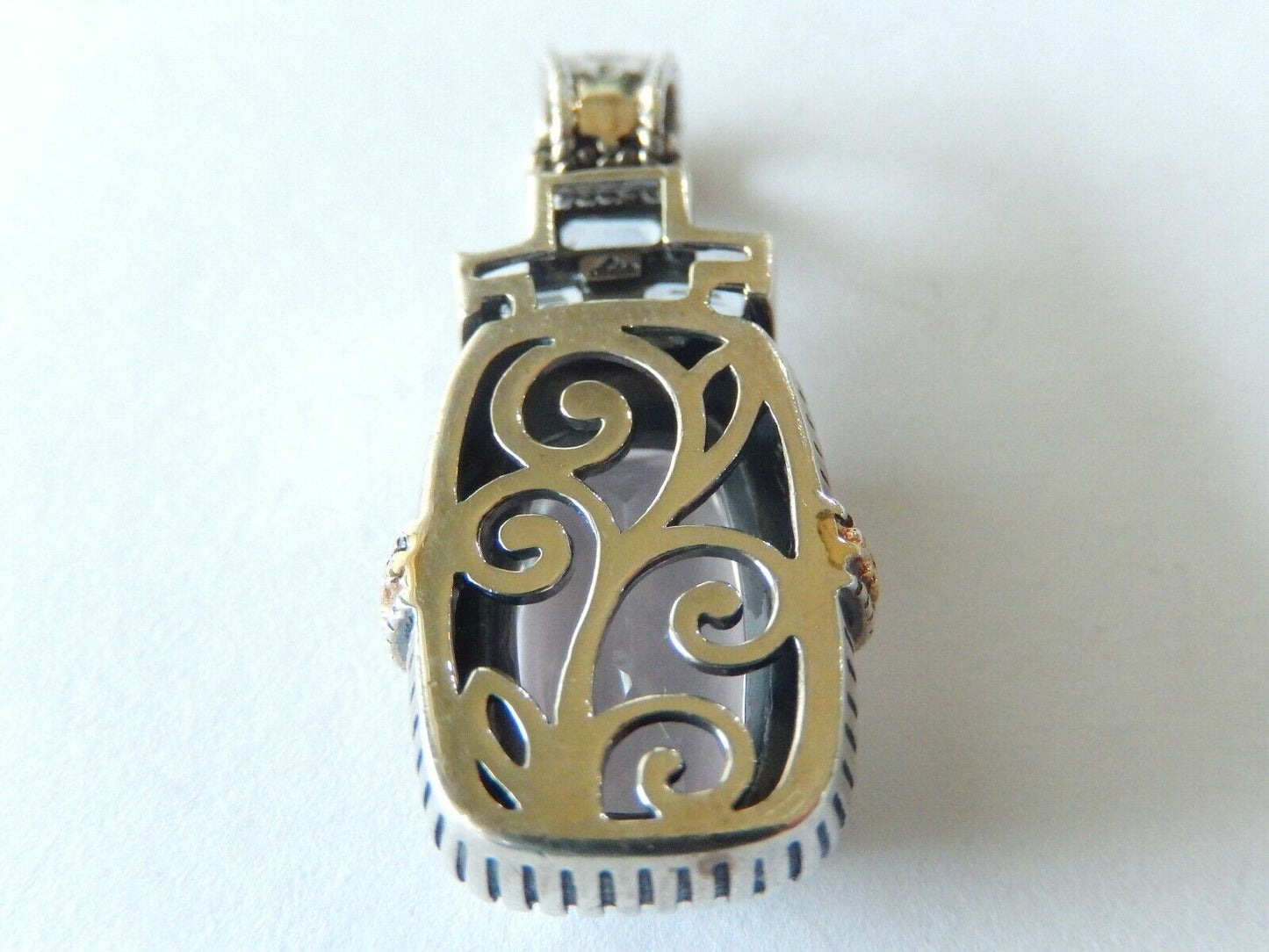 *VINTAGE* Designer Women's Sterling Silver&14K Gold Accent Amethyst Pendant