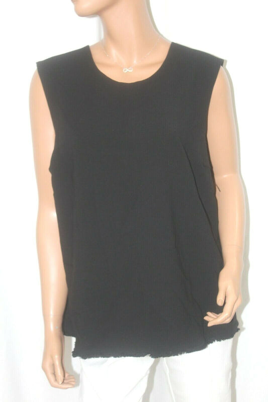 *NWT* Victoria Beckham  2X  Black Sleeveless Fringe Top Zip At The Back