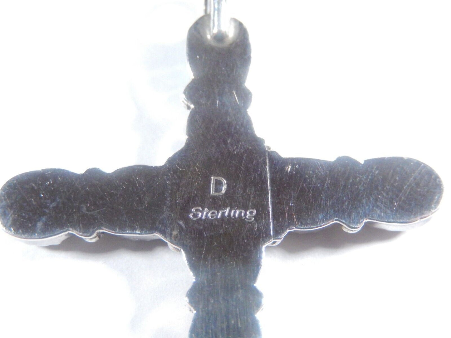 *VINTAGE*   Large Sterling Silver Handmade Multi Gemstone Cross Pendant