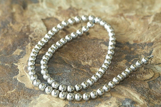 *VINTAGE* Indian Pearl Sterling Silver 925 Sliding 8mm Bead Necklace 24"- 42.8gm