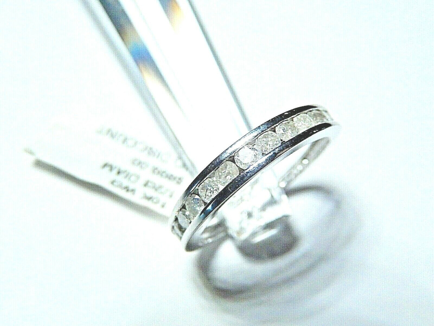 *NWT* 10K White Gold 1/2CT Round Diamond 3.5mm Channel Set Wedding Band Sz 7.5