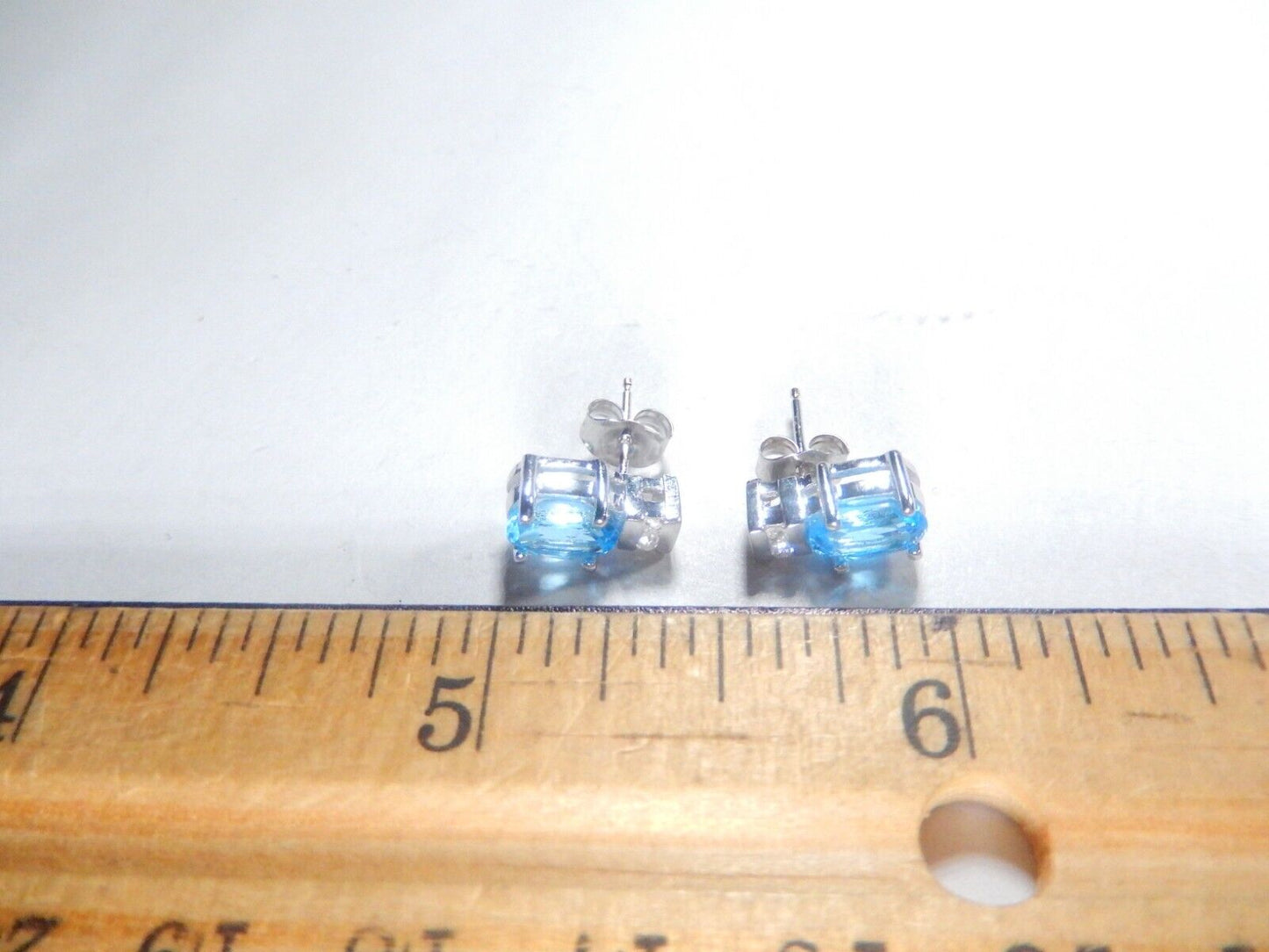 14K White Gold 1.50 CT Natural London Blue Topaz and Diamond Stud Earrings