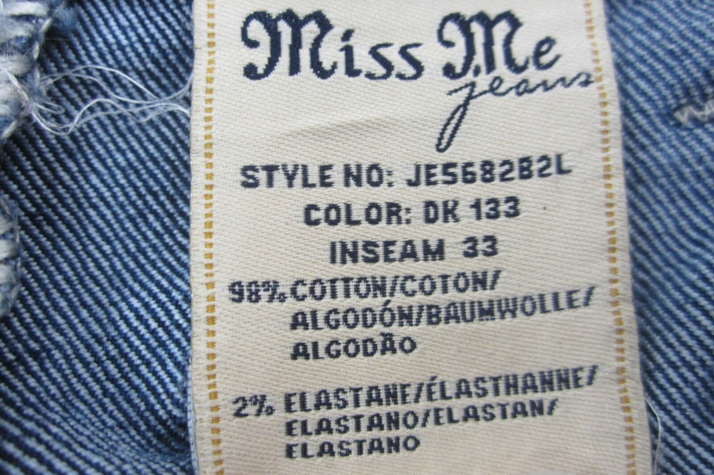 Miss Me JE5682B2L Boot Embellished Studded Denim Jeans Womens Size 28 Inseam 33