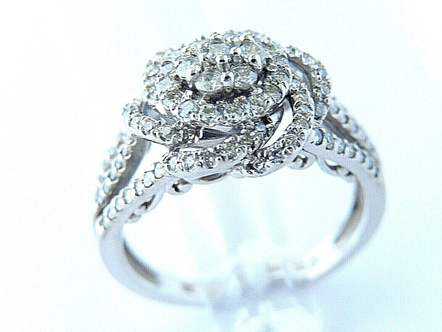 1.25CT Natural VS Diamond Halo Engagement Bridal Ring 14K White Gold Size 7.25