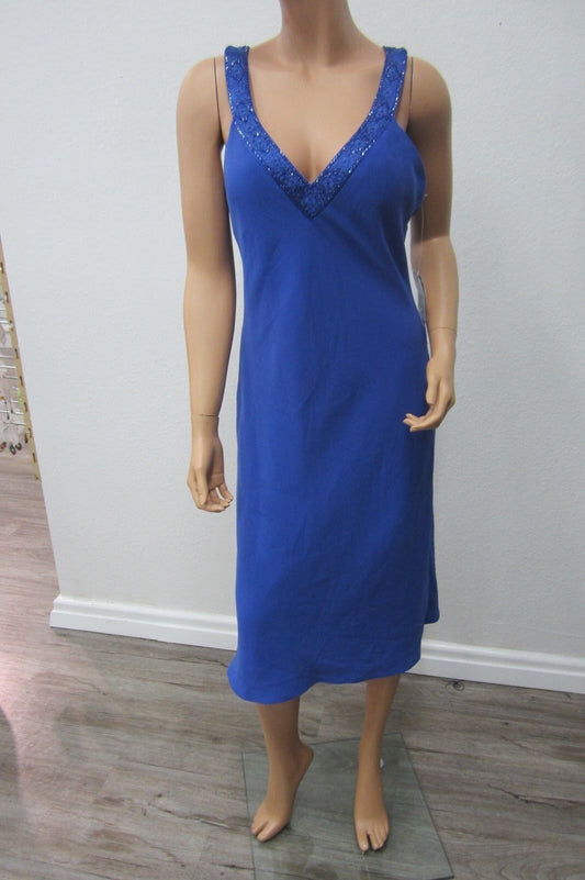 *NWT* Jones New York Dress Designer Beaded Deep Blue Dress Lined Size 12