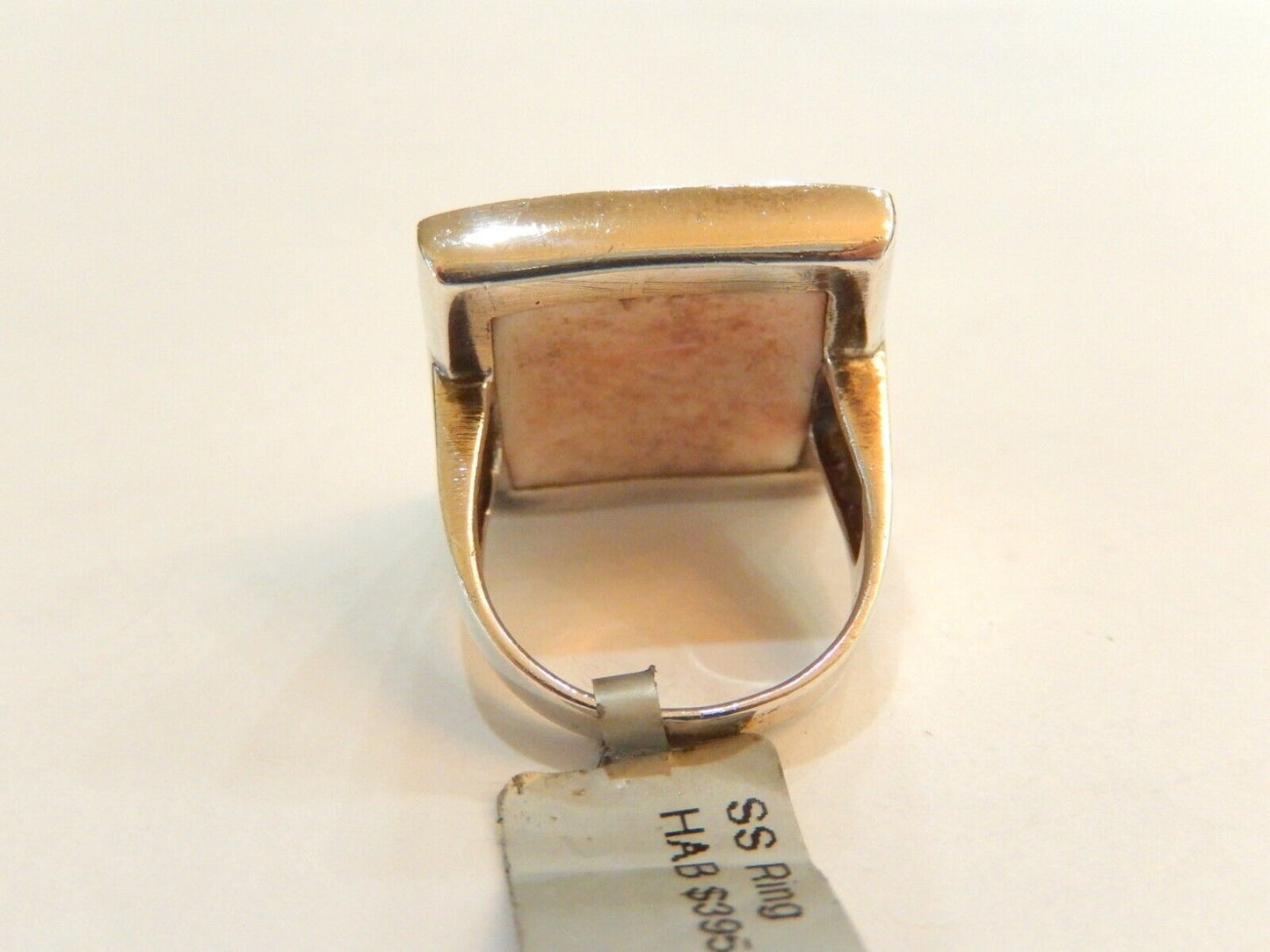 Natural White Gemstone Sterling Silver Ring 925 Sz: 6 - 3/4" x 3/4"