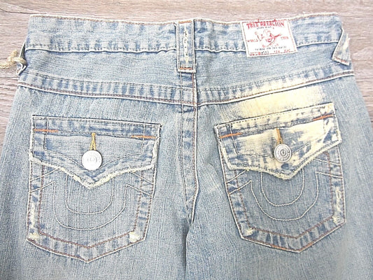 AUTHENTIC NWT True Religion Joey Twisted Flap JN510 Super Destroyed Jeans 25X31