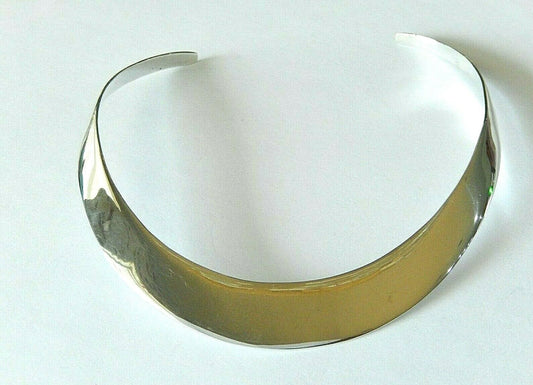 Vintage 925 Sterling Silver Artist TP-35 Mexico Wide Statement Collar Necklace