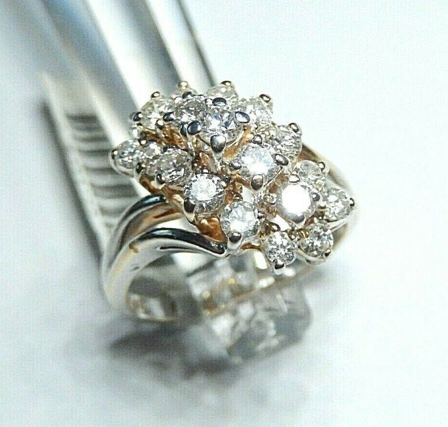 14K  Yellow Gold 1.00 CT VS 19 Round Diamond Waterfall Ladies Ring Size 7