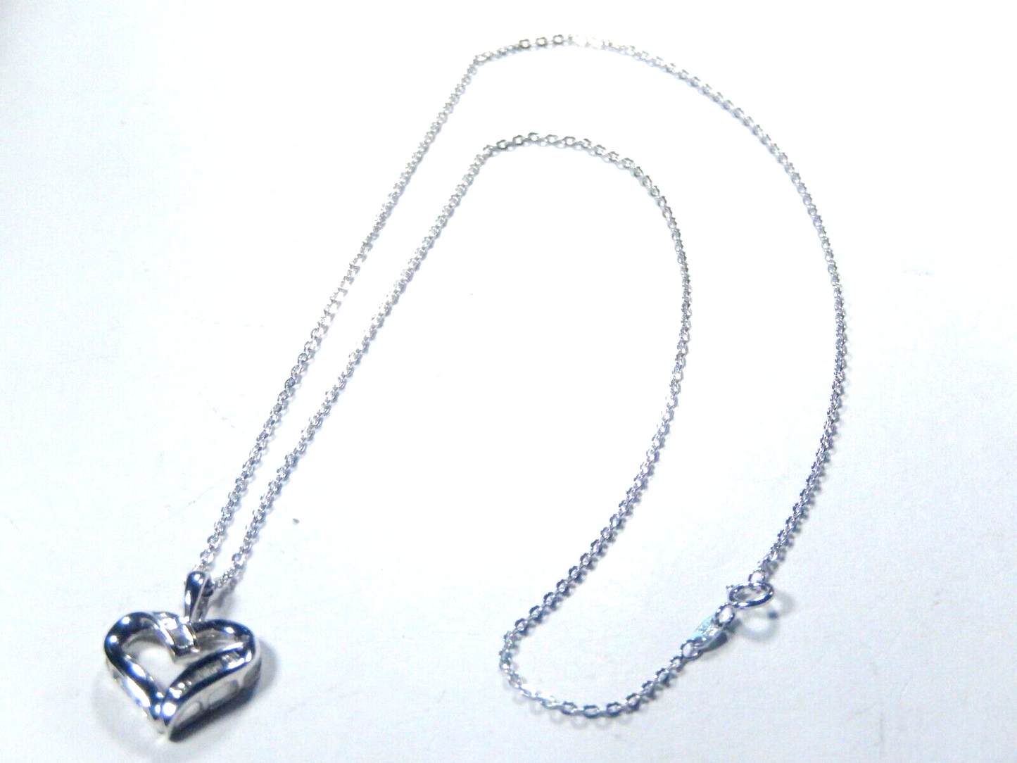 *VINTAGE*  10k White Gold  Baguette Diamond Heart Shape Pendant w/18"chain