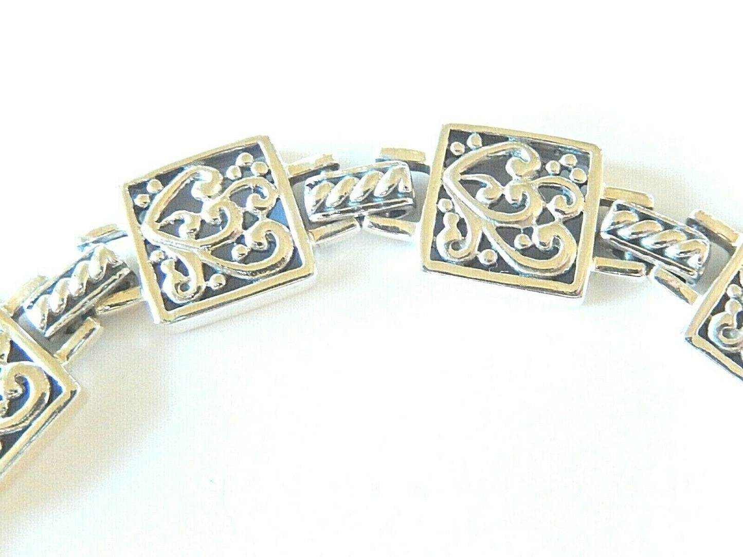 *NEW*  Sterling Silver .925 Heart Design Link Toggle Bracelet 7.5"