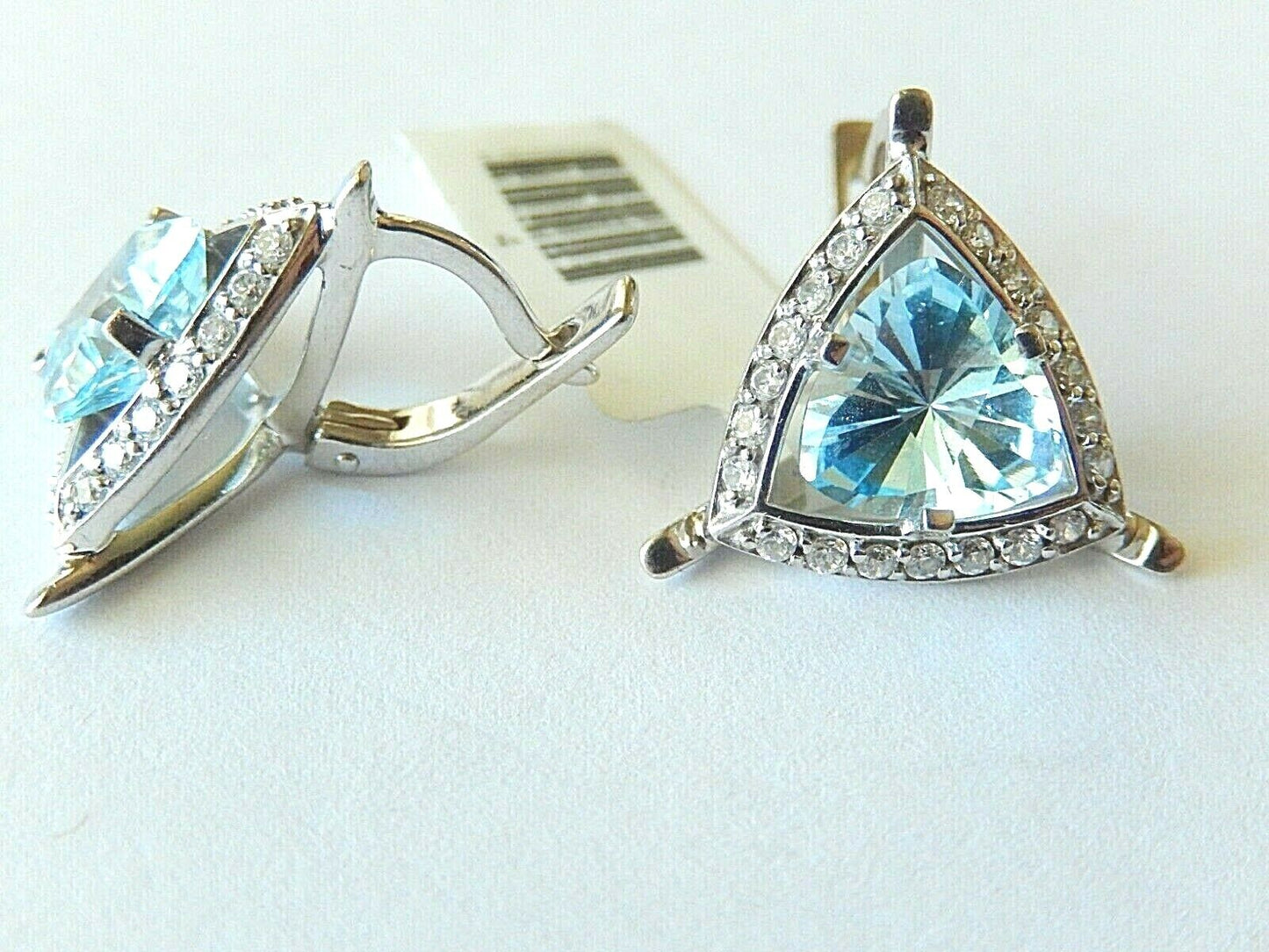*VINTAGE* 14k White Gold 3.50CT Aquamarine & Diamond Earrings Classic Style