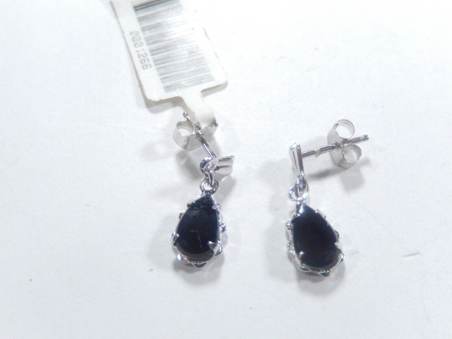 10K White Gold Black Onyx  Dangle Earrings