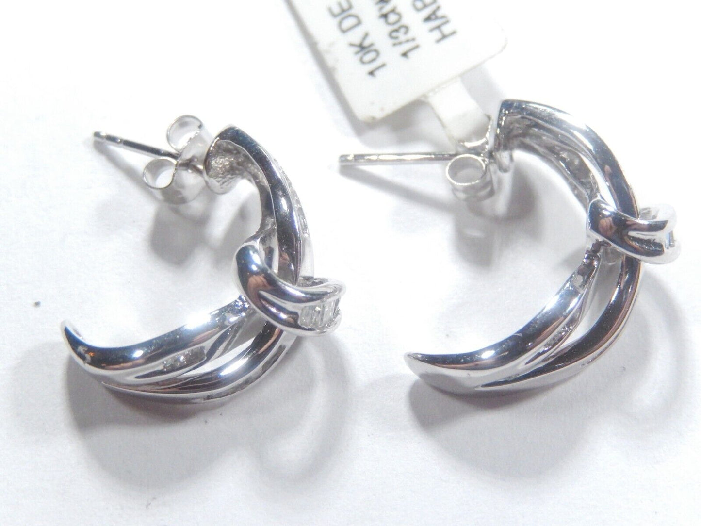 10K White Gold .33CT  Natural Diamond  Cluster Earrings