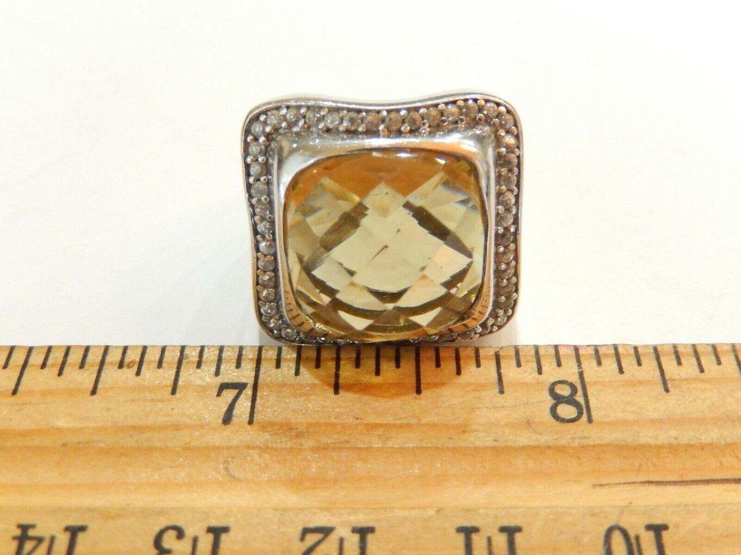 *VINTAGE* HUGE STATEMENT  Citrine  .925 Sterling Silver Handcrafted Ring Sz 7.5
