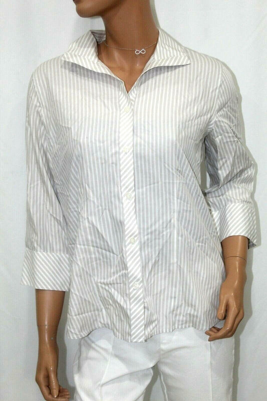 Chico's No-Iron  Button-Down Stripe Blouse  (Chico's 1) 100% Cotton SUPER CUTE