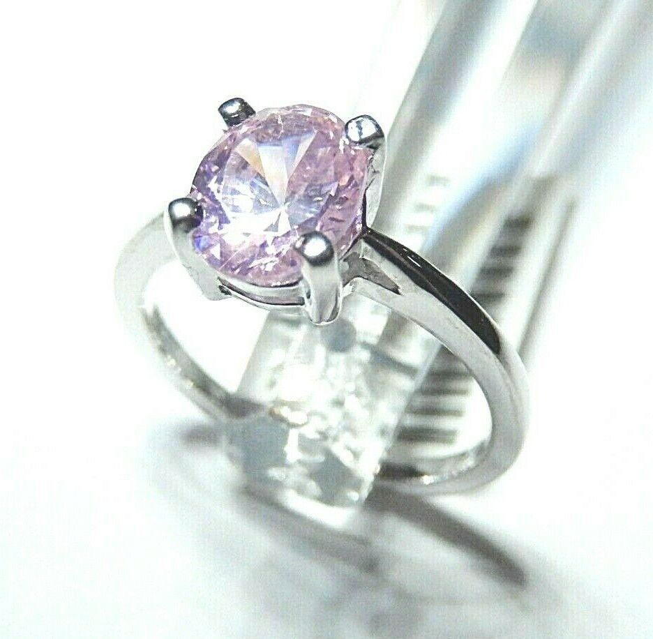 *NWT* 14K White Gold 1.25CT Oval Pink Tourmaline  Solitaire Ring Size 6