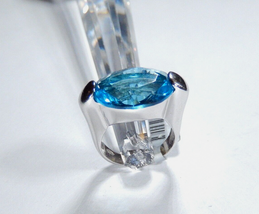 10.00 CT LONDON BLUE TOPAZ 925 STERLING SILVER MODERN STATEMENT RING UNISEX SZ 5