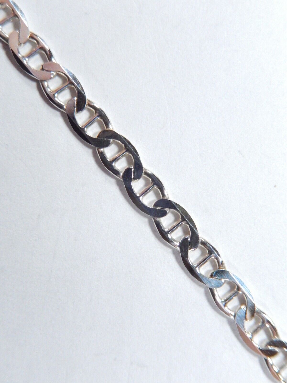 Flat Mariner Link Ankle Bracelet 925 Sterling Silver 10" Long 4.5mm Wide