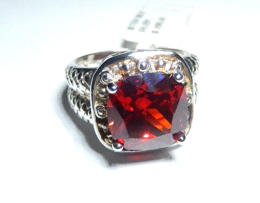 Sterling Silver 11 mm Cushion Cut  5.00 CT Ruby Gemstone Solitaire Ring 7.5