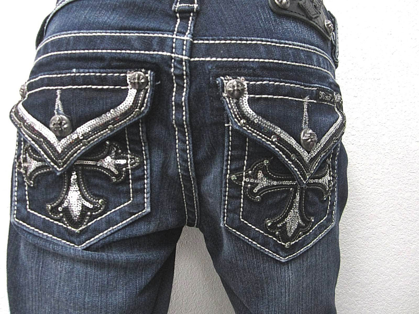 NWOT MISS ME MID- RISE CROSS DARK COLOR MID RISE SKINNY DENIM JEANS SIZE 26 x 31
