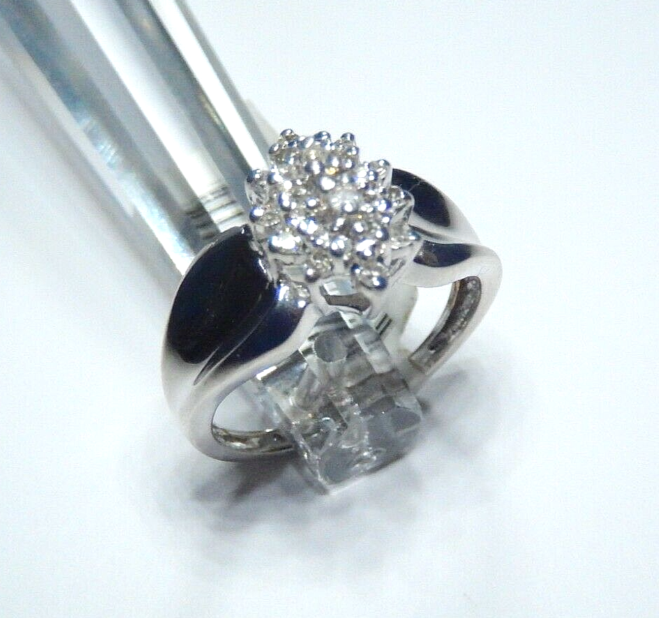 *NWT*  10k White Gold .50CT Diamond Cluster Cocktail Ring  Size 7.75