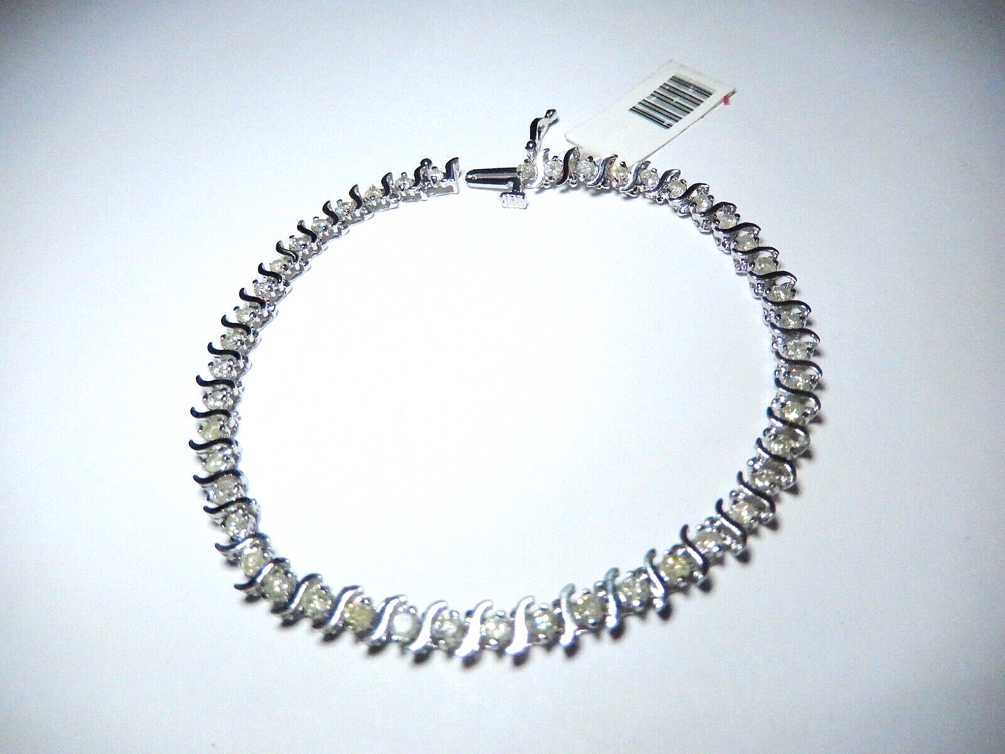 *NWT*  10K White Gold 2.00 ct Natural Diamond Tennis Bracelet 7"