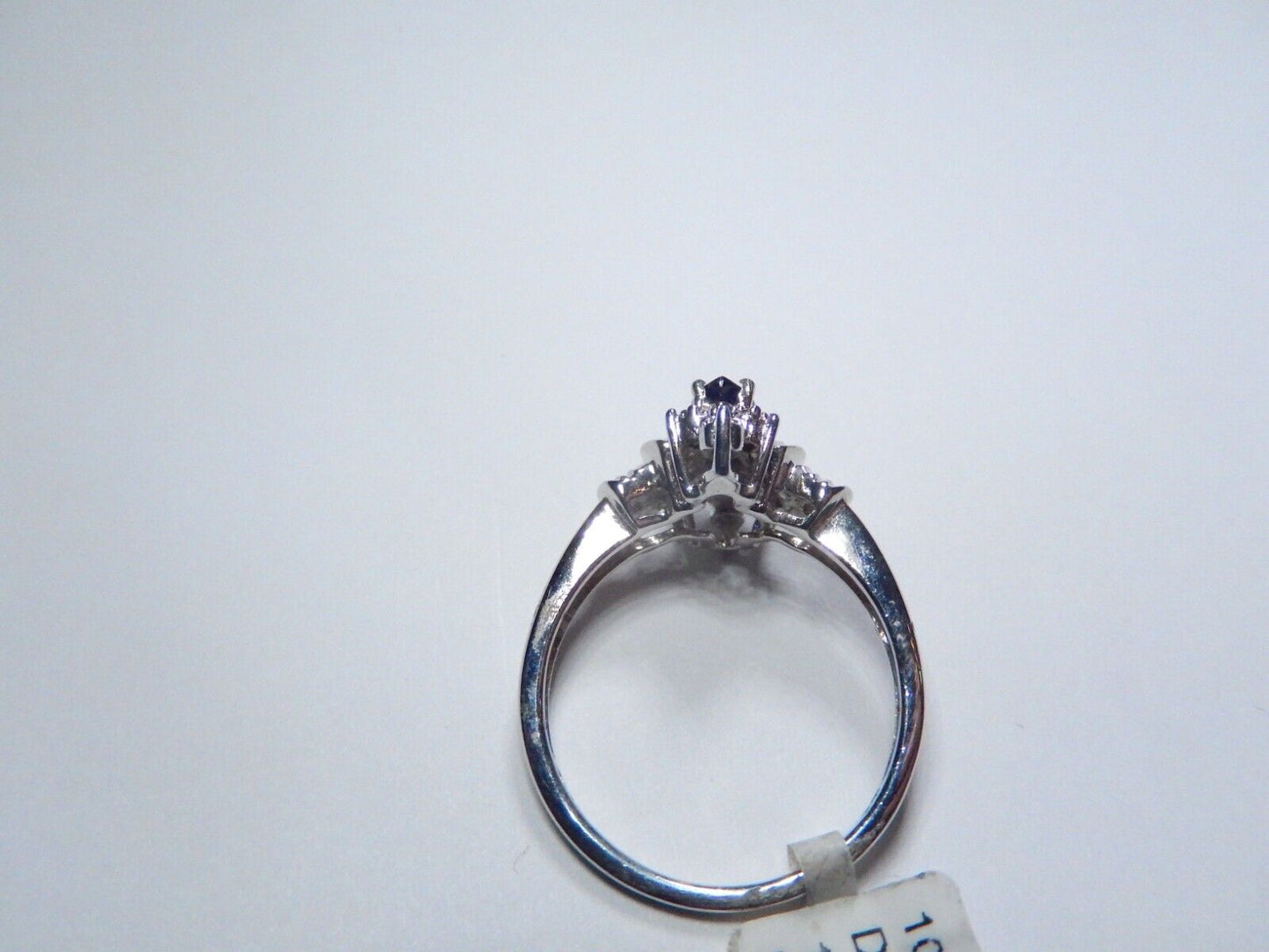 *NWT* 10k White Gold Lab Created Blue Sapphire and Diamond Ring Size 7