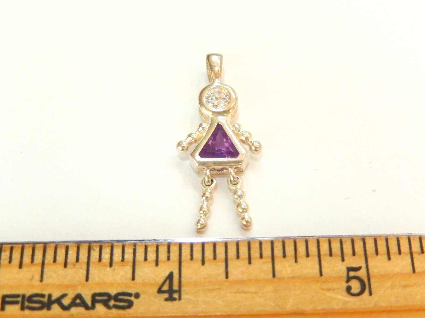 Purple February Sterling Silver Birthstone Baby Girl Pendant / Charm