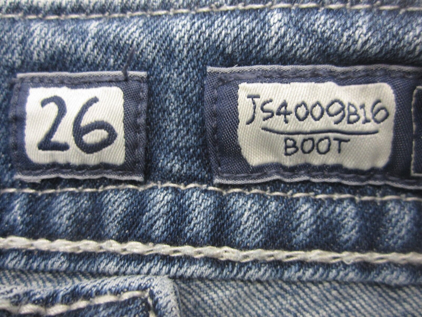 NEAR MINT MISS ME JS4009B16 Boot Cut Flap Button Jeans Size W26 x L32