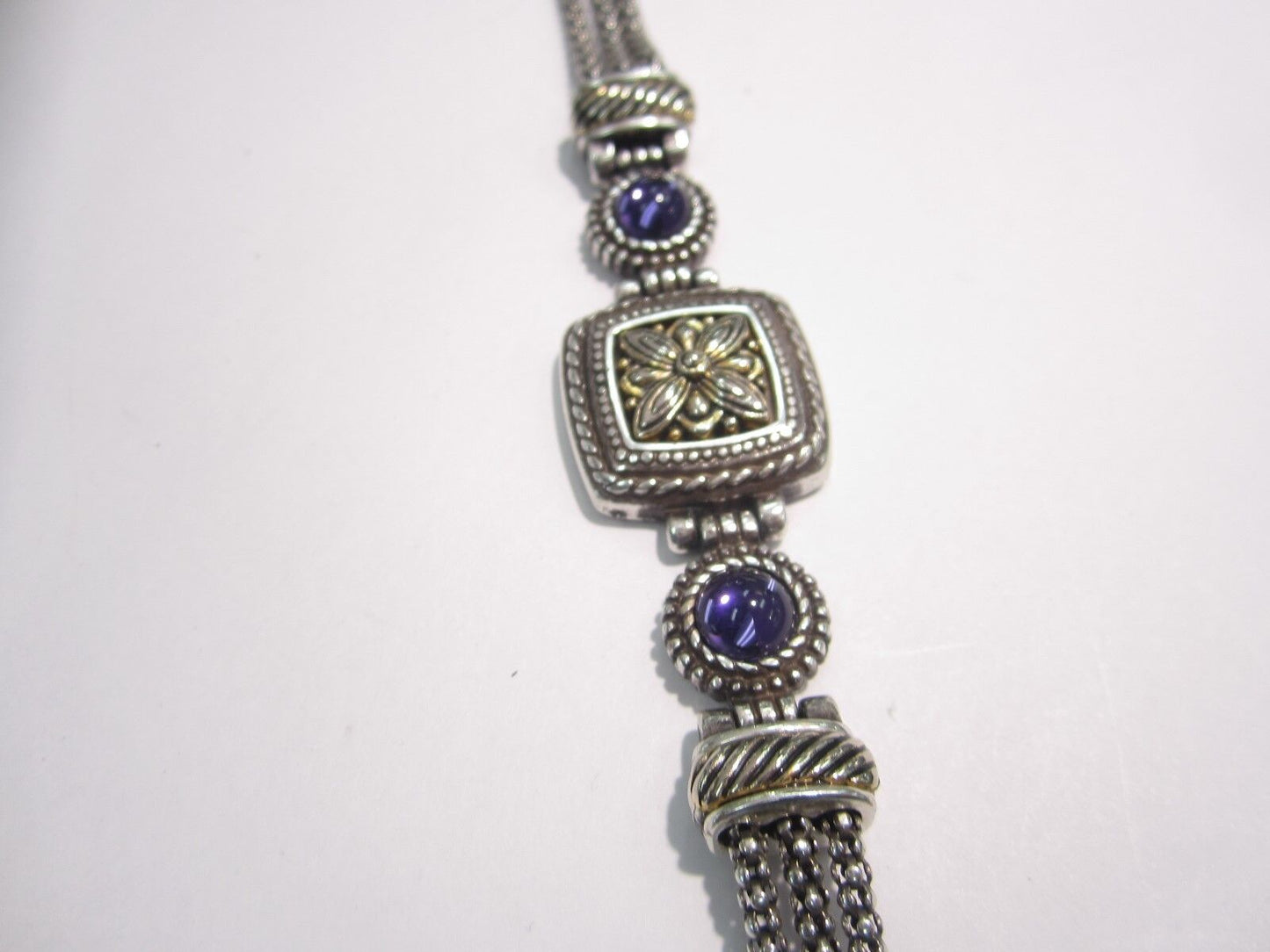 RETIRED Brighton Purple Crystal Silver Gold Togle Bracelet