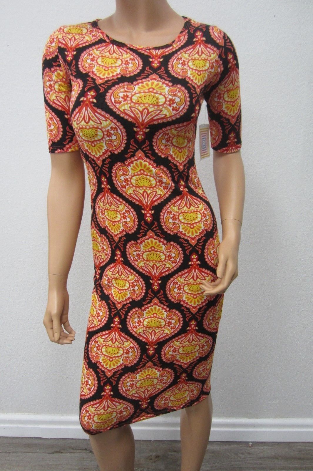 NWT LuLaRoe Julia Dress Size MEDIUM Pink Orange Coral