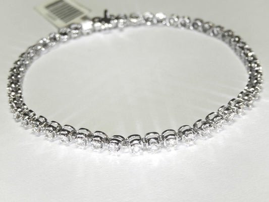 2 Ct Natural Diamond Single Row Tennis Bracelet 14K White Gold  7"