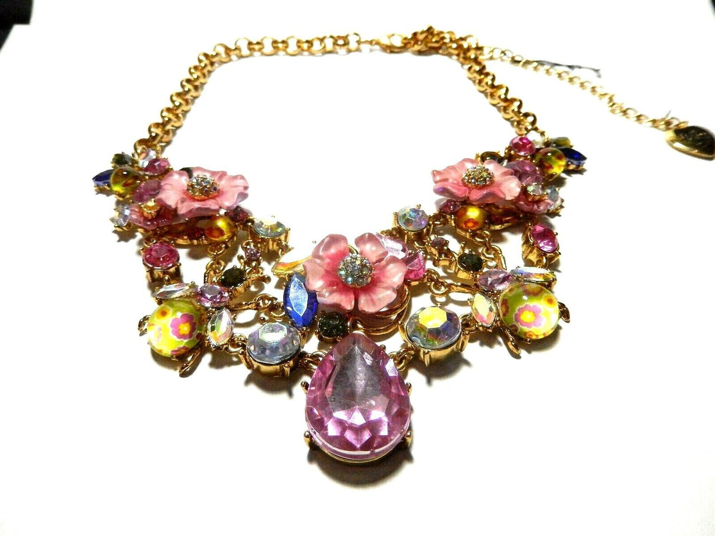 *NEW*  BETSEY JOHNSON  FLOWERS AND BLING STATEMENT NECKLACE