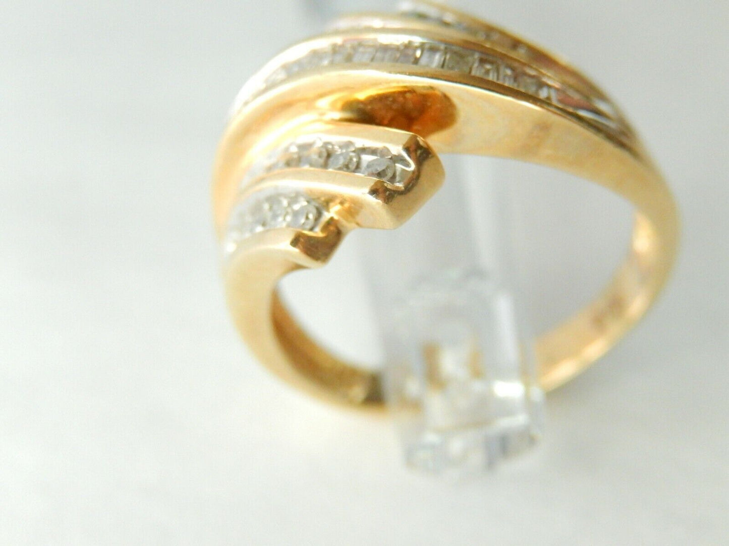 *VINTAGE* Classic Ladies 10K Yellow Gold 3/4CT Diamond Bypass Cocktail Ring 9.5
