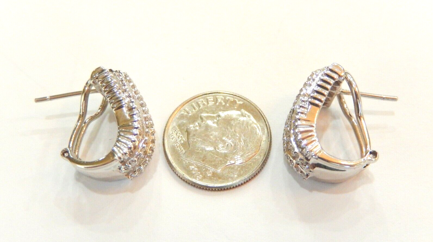 18K White Gold VS E/F 2.00 CTW Natural  Diamond Omega Back Earrings