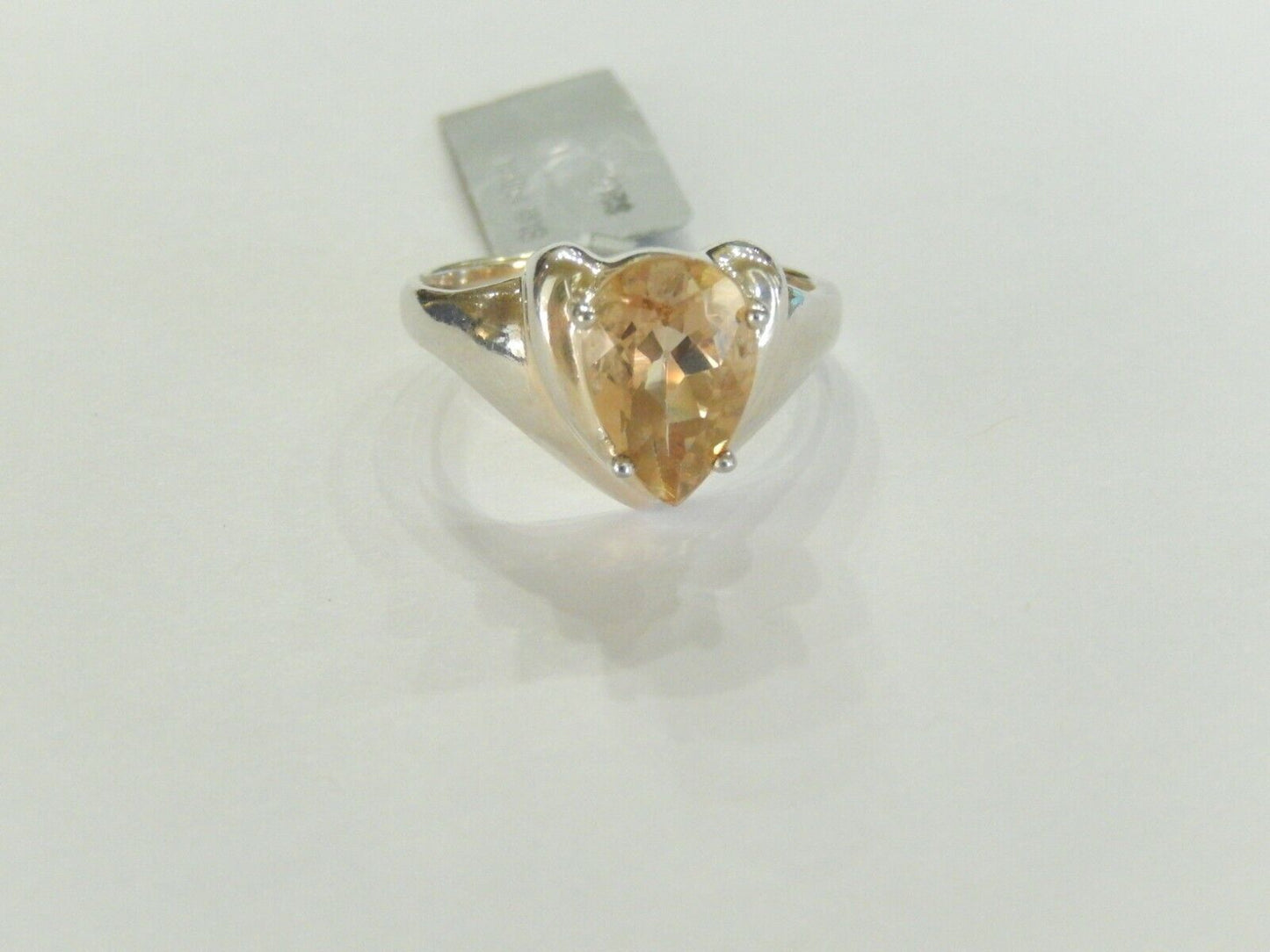 *VINTAGE*  Sterling Silver 3.00 CT Citrine Solitaire Ring  Size 10.25