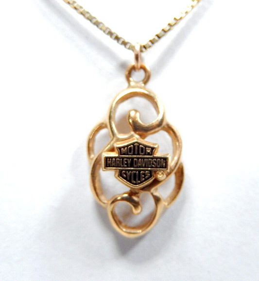 10kt Yellow Gold Harley-Davidson Motorcycles Freeform  Pendant w/18"chain