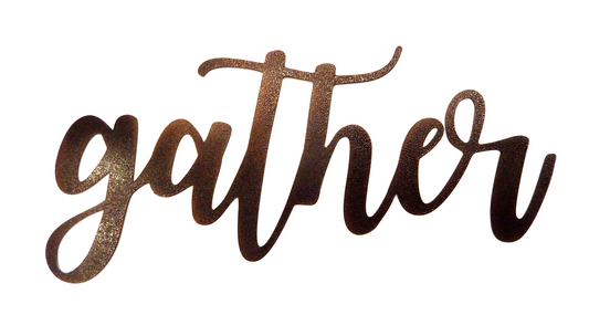 +NEW+ 14ga."GATHER" Copper Brown Powder Coated Metal Wall Spiritual Art -21"x10"