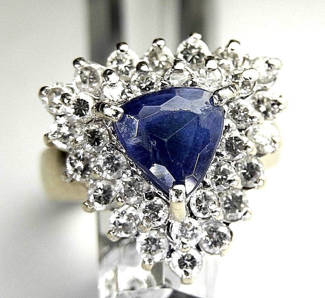 VINTAGE  2.50 CT Natural Tanzanite & Natural Diamond Ring 14K Yellow Gold Sz5.25
