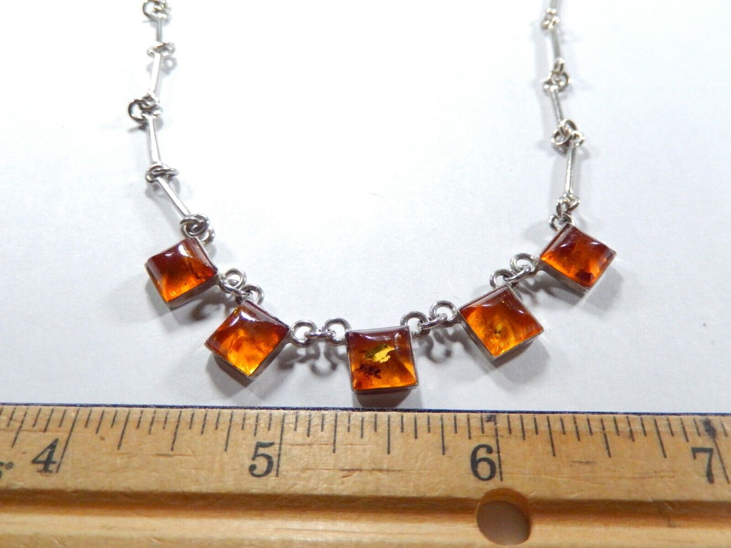 *VINTAGE* -  Baltic Amber Sterling Silver Pendant Necklace 925 Cool Piece! 16"